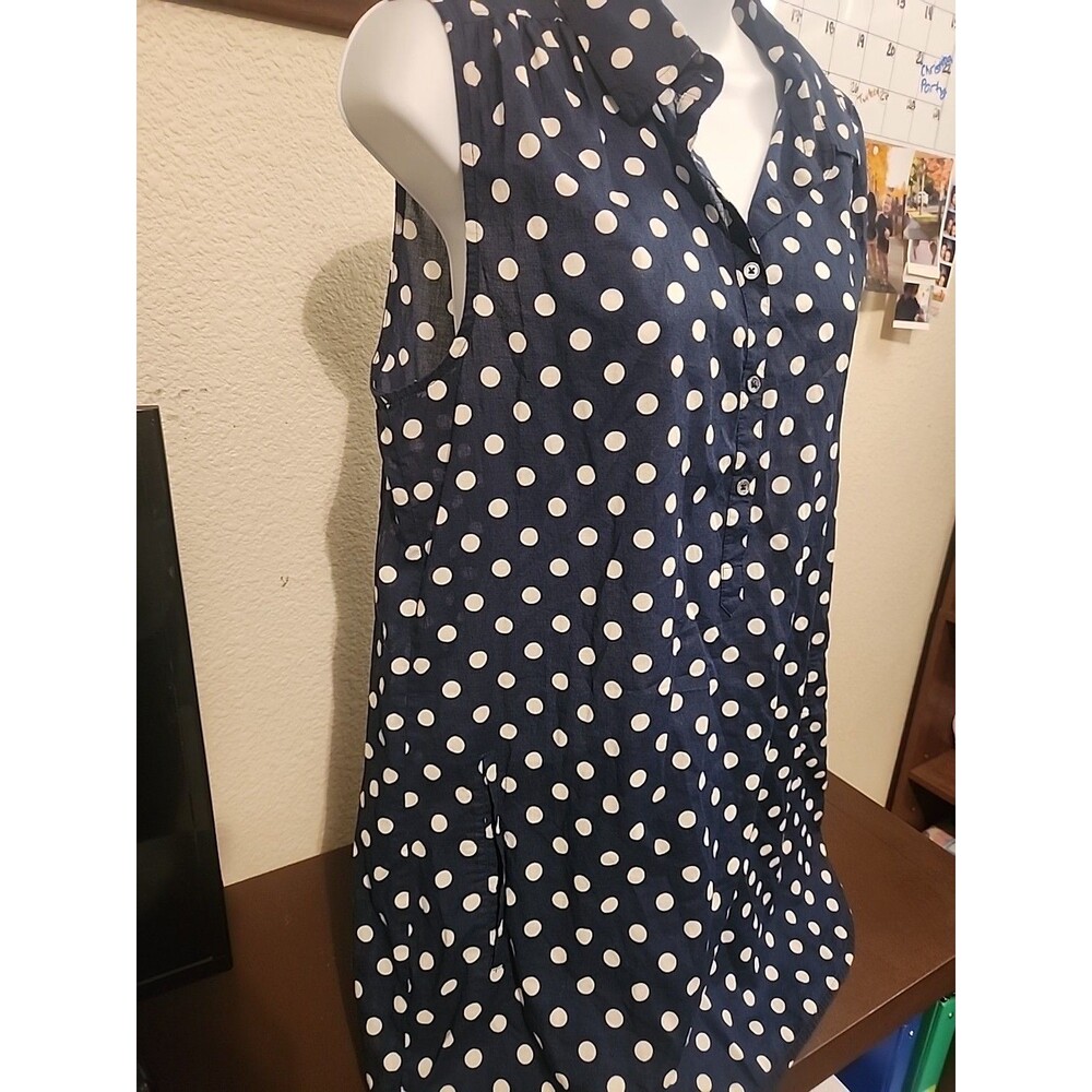 J.Crew Classic! Royal Blue Polka Dot Tank Top - Women's Size M - Preppy Stylev - Picture 3 of 5